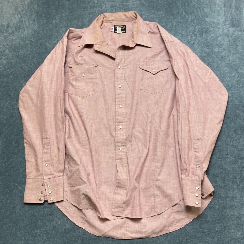 Flying R Ranchwear Dress Shirt Mens 18 35 Light Coral Western Pearl Snap Formal